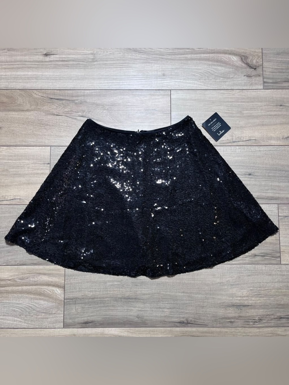 Lulus Womens Sequin Skater Lined Mini Skirt Size XS Black